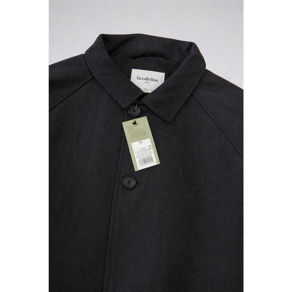 Goodfellow & Co Men's Black Herringbone Button Long Overcoat Size XL